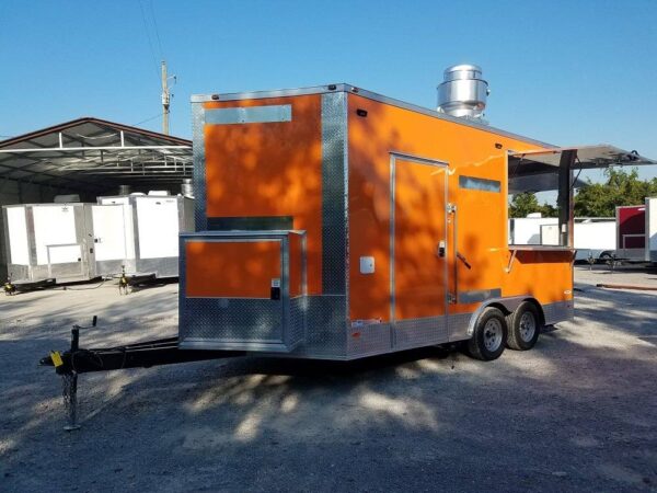 8.5' x 16' Orange Shaved Ice Concession Food Trailer - Image 4