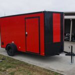 6x12 Enclosed Trailer Red V-Nose Blackout Package 3,500lb Axle Storage