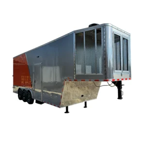 8.5' X 30' Custom Silver and Orange Gooseneck Enclosed Trailer
