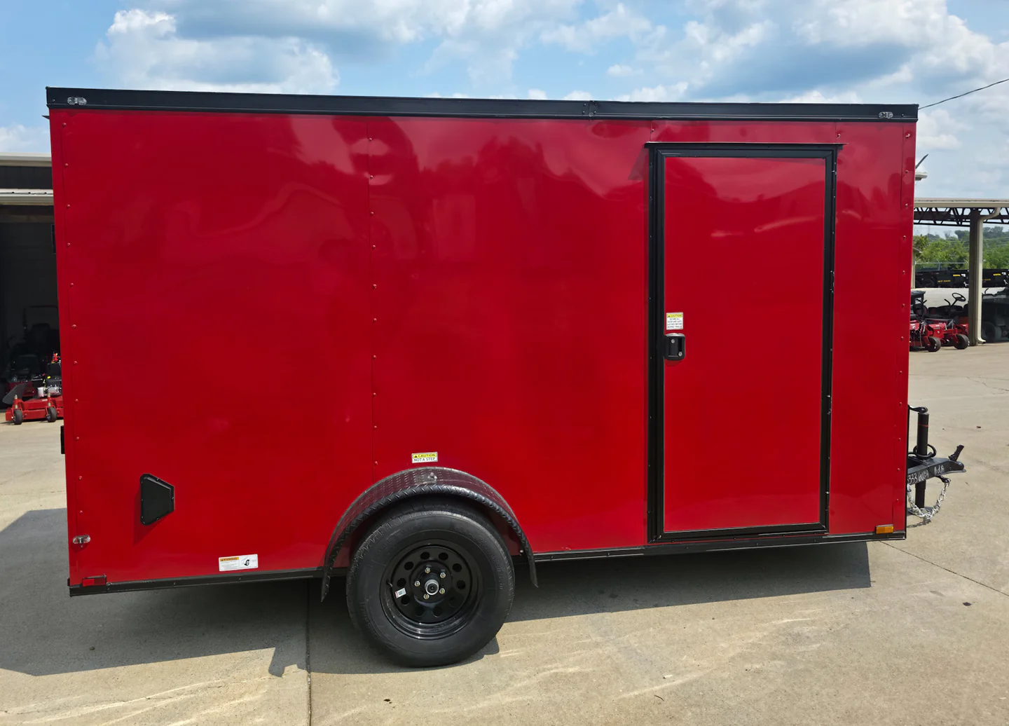 6x12 Enclosed Trailer Red V-Nose Blackout Package 3,500lb Axle Storage - Image 3