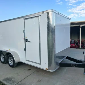 7x14x7 Enclosed Trailer White Flat Nose (2) 3500lb Axle