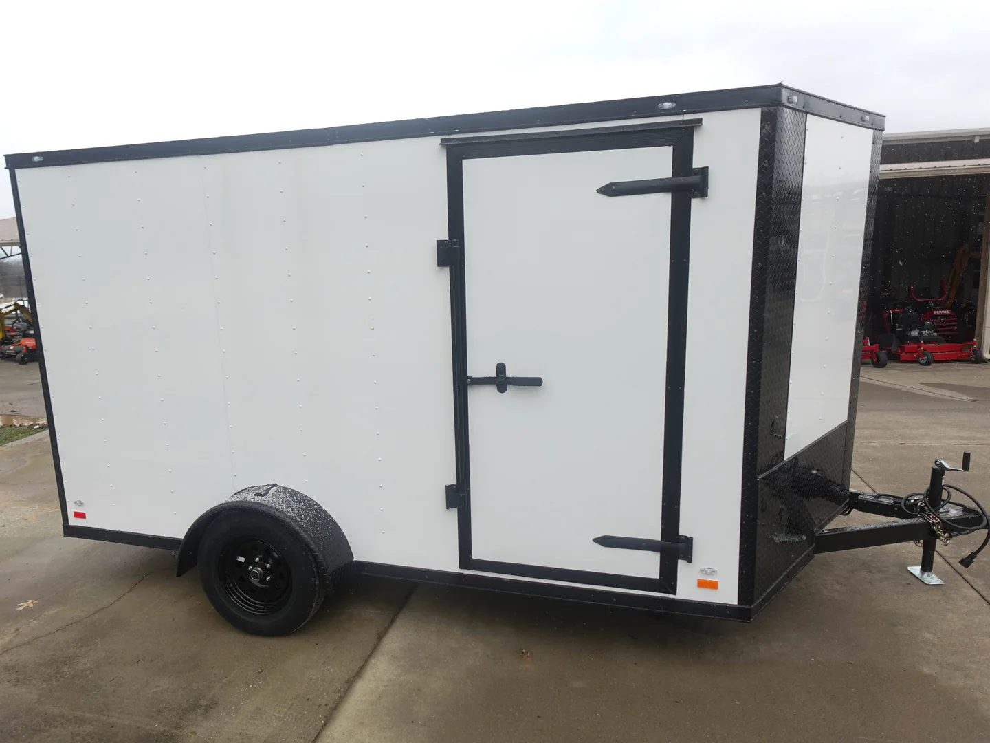 7x12 Enclosed Trailer White V-Nose Blackout Package 3,500lb Axle Storage - Image 2