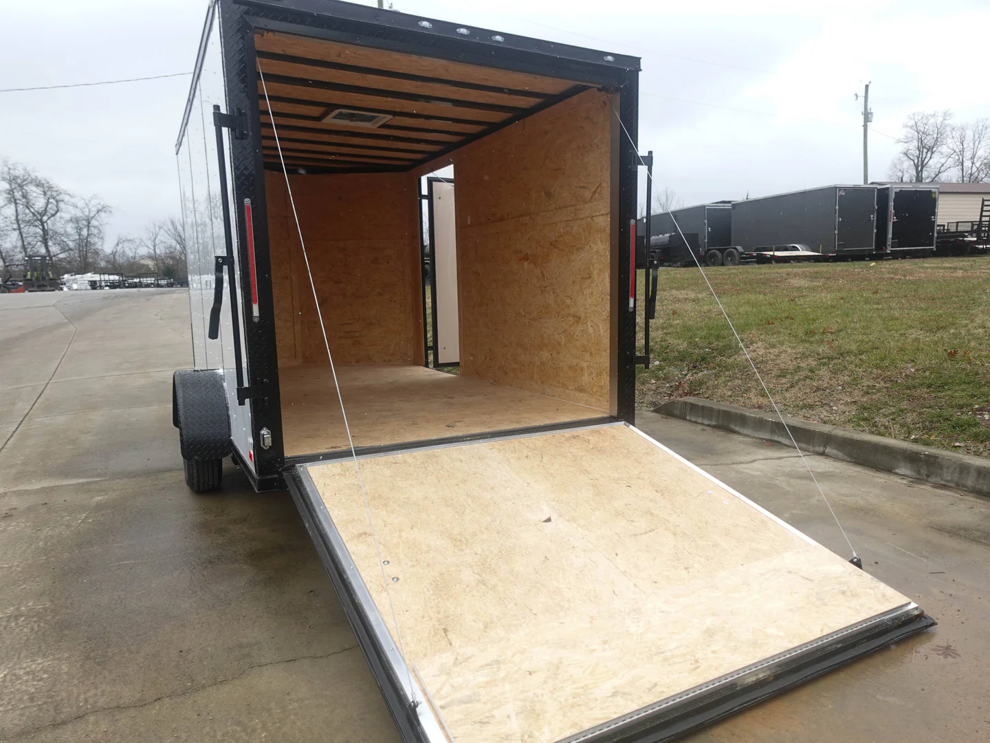 7x12 Enclosed Trailer White V-Nose Blackout Package 3,500lb Axle Storage - Image 4