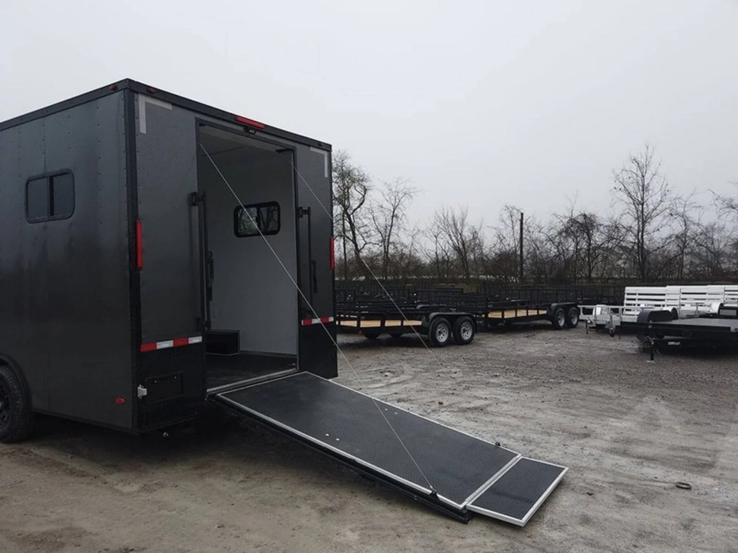 8.5' x 20' Charcoal Gray Custom Office Enclosed Trailer - Image 3