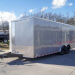 8.5x20 Silver V-Nose Slant Top Enclosed Trailer (2) 5200lb Axles