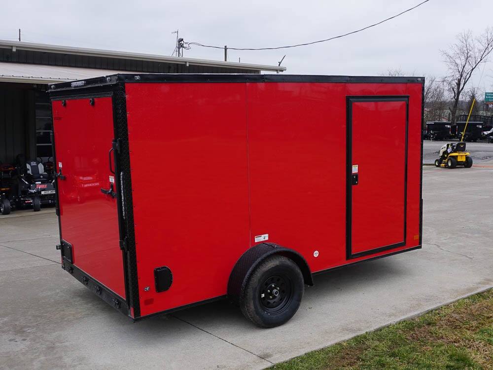 7x12 Enclosed Trailer Red V-Nose Blackout Package 3,500lb Axle Storage - Image 3
