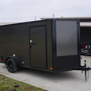 7x12 Enclosed Trailer Charcoal V-Nose Blackout Package 3,500lb Axle Storage