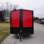 7x14 Enclosed Trailer Red V-Nose Blackout Package 3,500lb Axle Storage