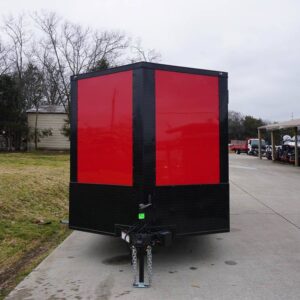 7x14 Enclosed Trailer Red V-Nose Blackout Package 3,500lb Axle Storage