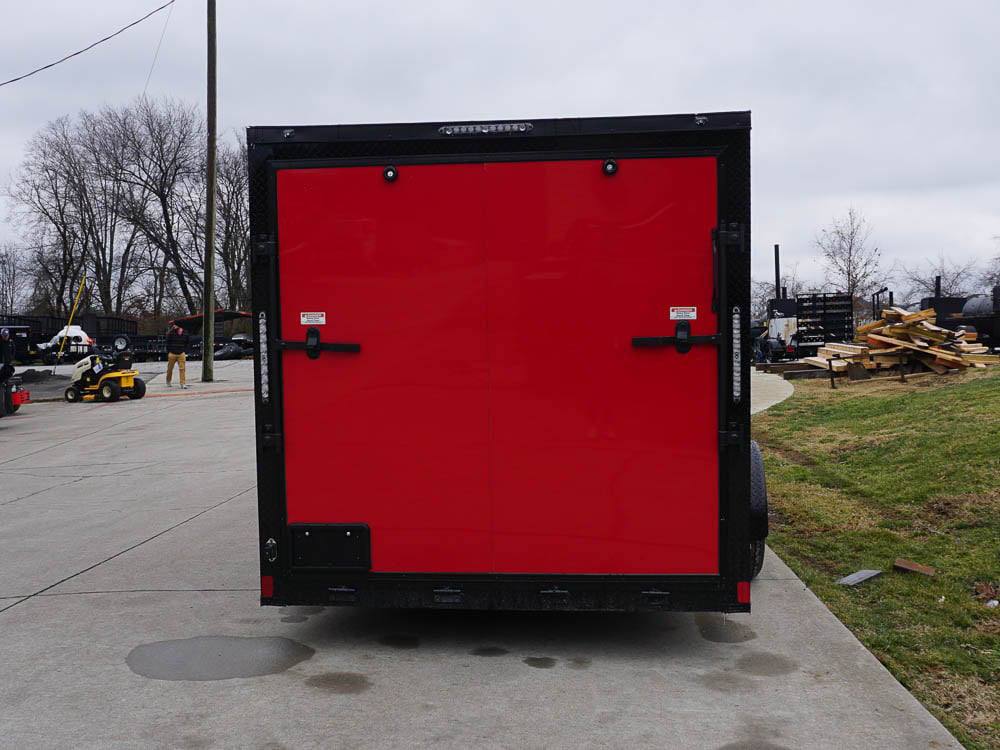 7x12 Enclosed Trailer Red V-Nose Blackout Package 3,500lb Axle Storage - Image 4