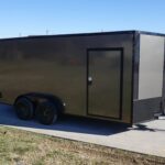 7x16 Enclosed Trailer Charcoal V-Nose Blackout Package Tandem Axle Storage