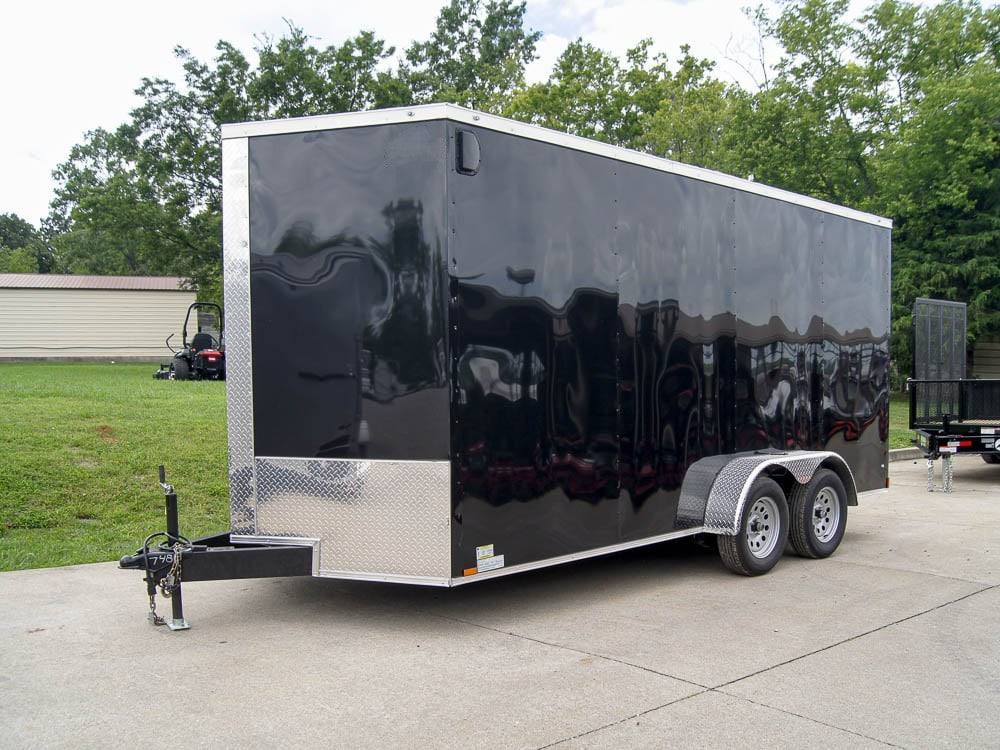 7x16 Black V-Nose Enclosed Storage Trailer (2) 3,500lb Axles