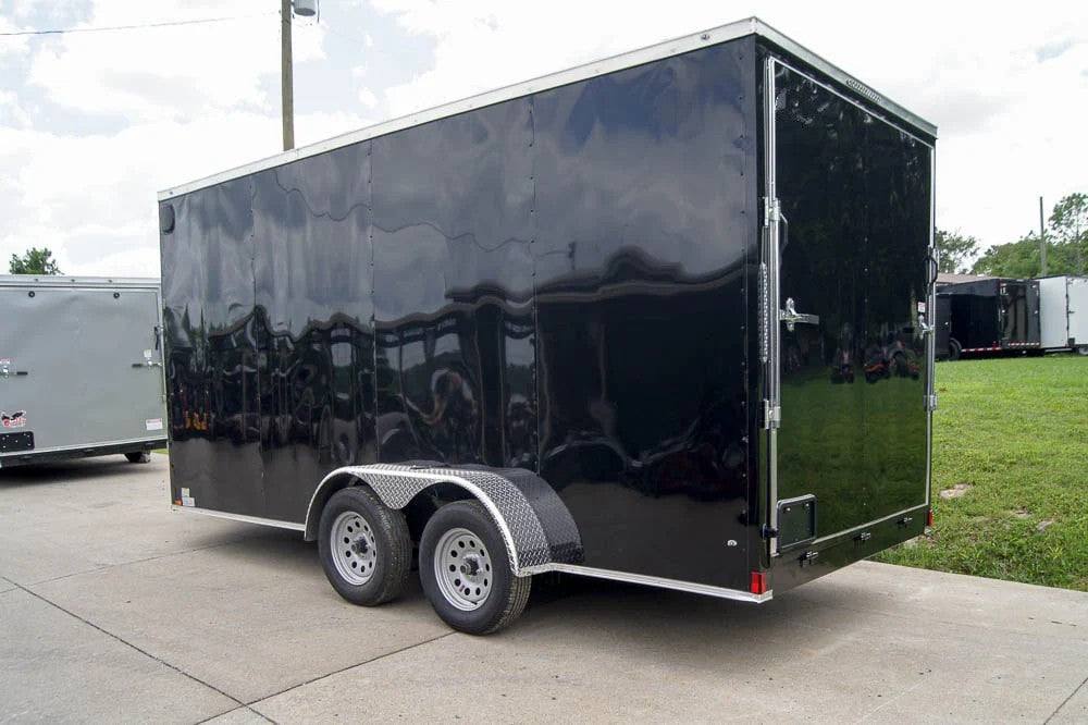 7x16 Black V-Nose Enclosed Storage Trailer (2) 3,500lb Axles - Image 3