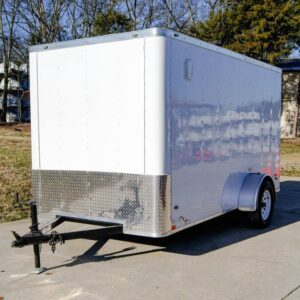 6x12 Flat Nose White Enclosed Trailer 3,500lb Axle