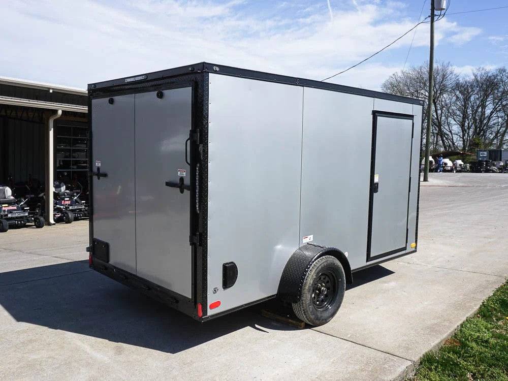7x12 Enclosed Trailer Silver V-Nose Blackout Package 3,500lb Axle Storage - Image 5
