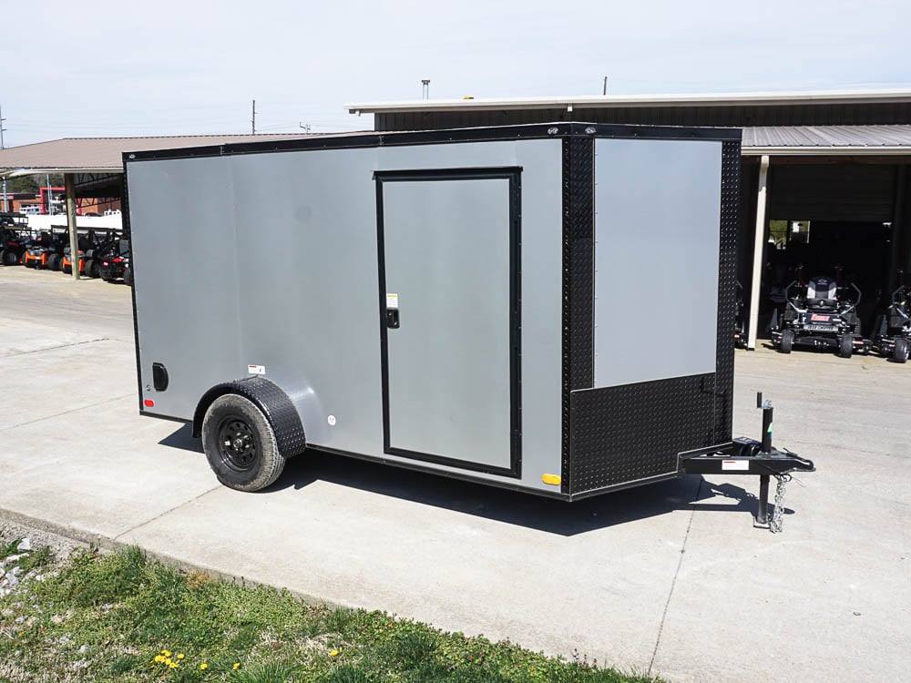 7x12 Enclosed Trailer Silver V-Nose Blackout Package 3,500lb Axle Storage - Image 2