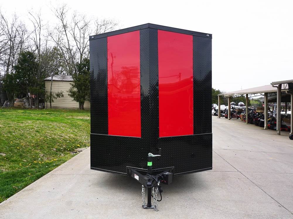 7x16 Enclosed Trailer Red V-Nose Blackout Pkg Tandem Axle Storage - Image 2