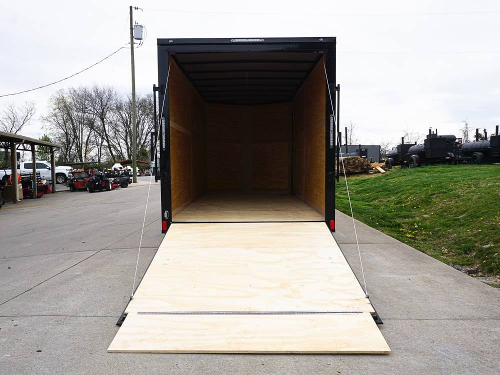 7x16 Enclosed Trailer Red V-Nose Blackout Pkg Tandem Axle Storage - Image 5