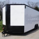 8.5x20 White V-Nose Enclosed Trailer with Blackout (2) 3,500lb Axles