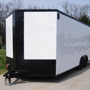 8.5x20 White V-Nose Enclosed Trailer with Blackout (2) 3,500lb Axles