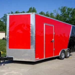 8.5x18 Custom Two-Tone Enclosed Trailer with Rubber Floor Storage