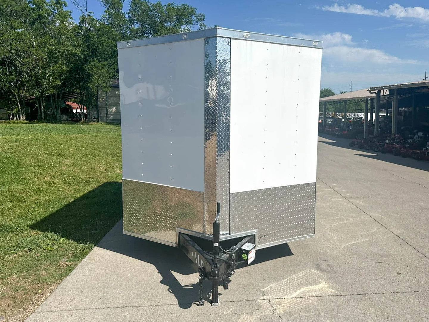 7x12 White V-Nose Enclosed Trailer (2) 3,500lb Axles Storage - Image 2