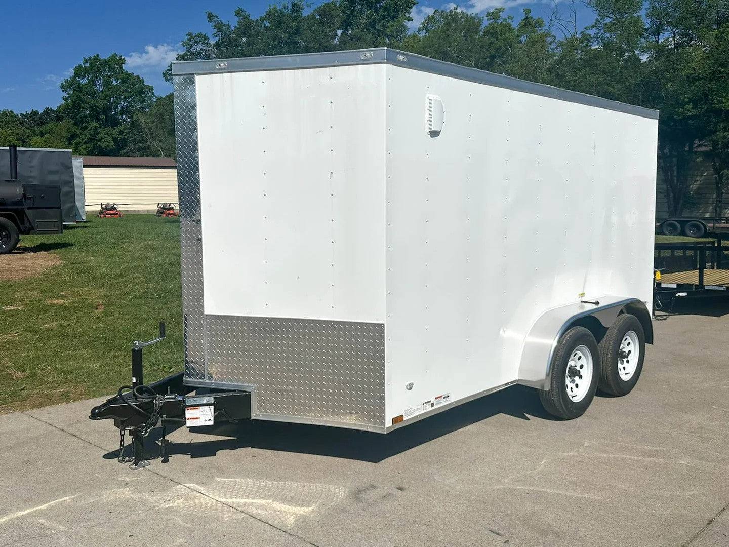 7x12 White V-Nose Enclosed Trailer (2) 3,500lb Axles Storage