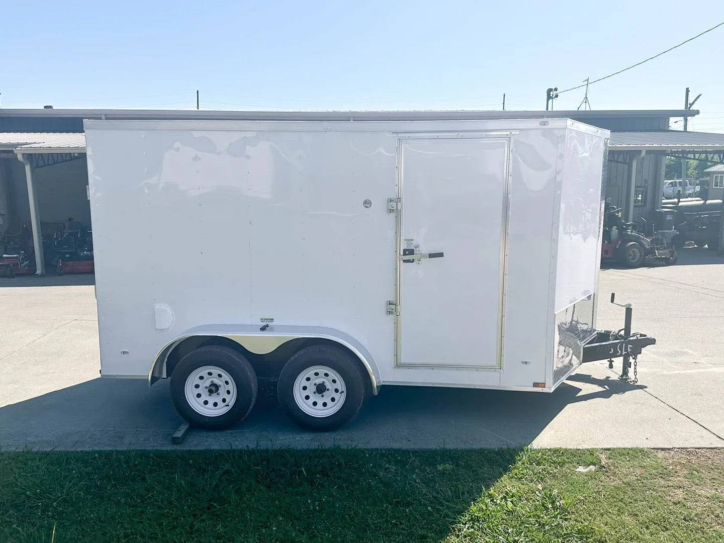 7x12 White V-Nose Enclosed Trailer (2) 3,500lb Axles Storage - Image 5