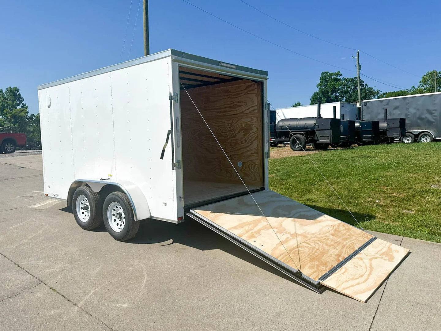 7x12 White V-Nose Enclosed Trailer (2) 3,500lb Axles Storage - Image 4