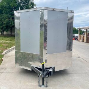 7x14 Enclosed V-Nose Trailer Silver with Ladder Racks (2) 3,500lb Axles Storage