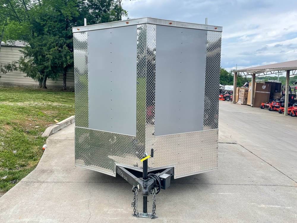 7x14 Enclosed V-Nose Trailer Silver with Ladder Racks (2) 3,500lb Axles Storage