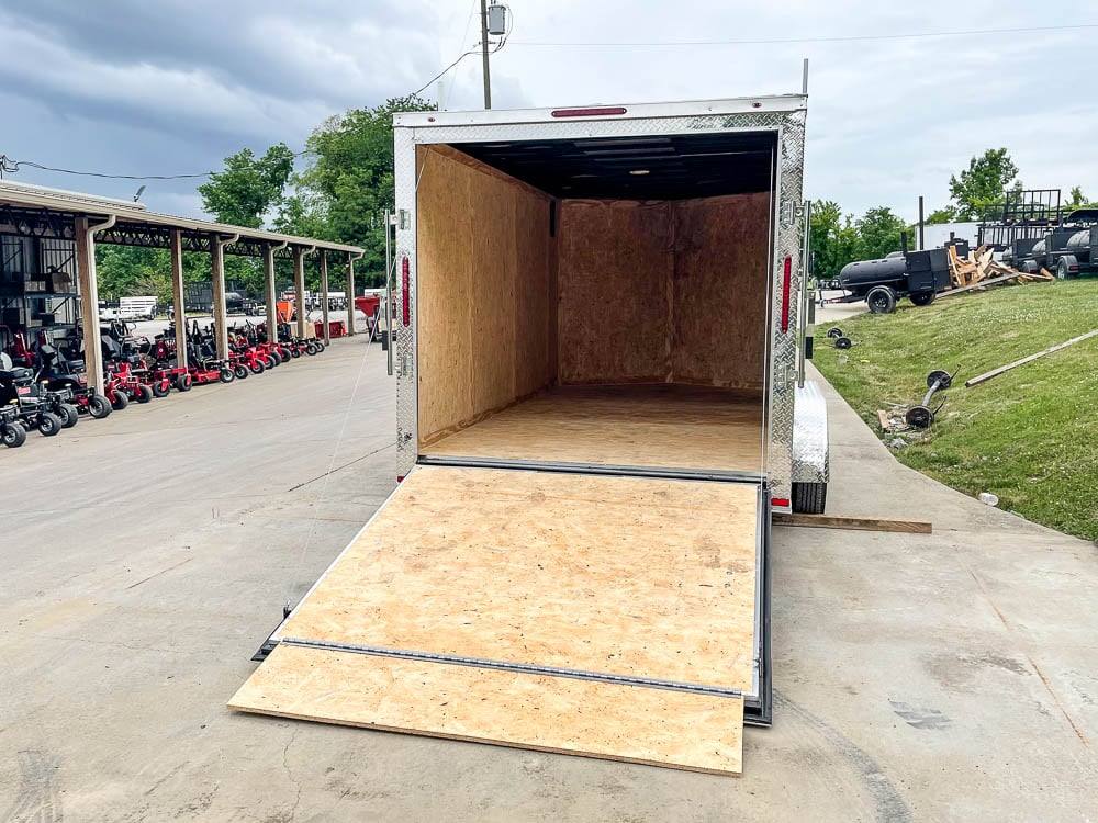 7x14 Enclosed V-Nose Trailer Silver with Ladder Racks (2) 3,500lb Axles Storage - Image 5