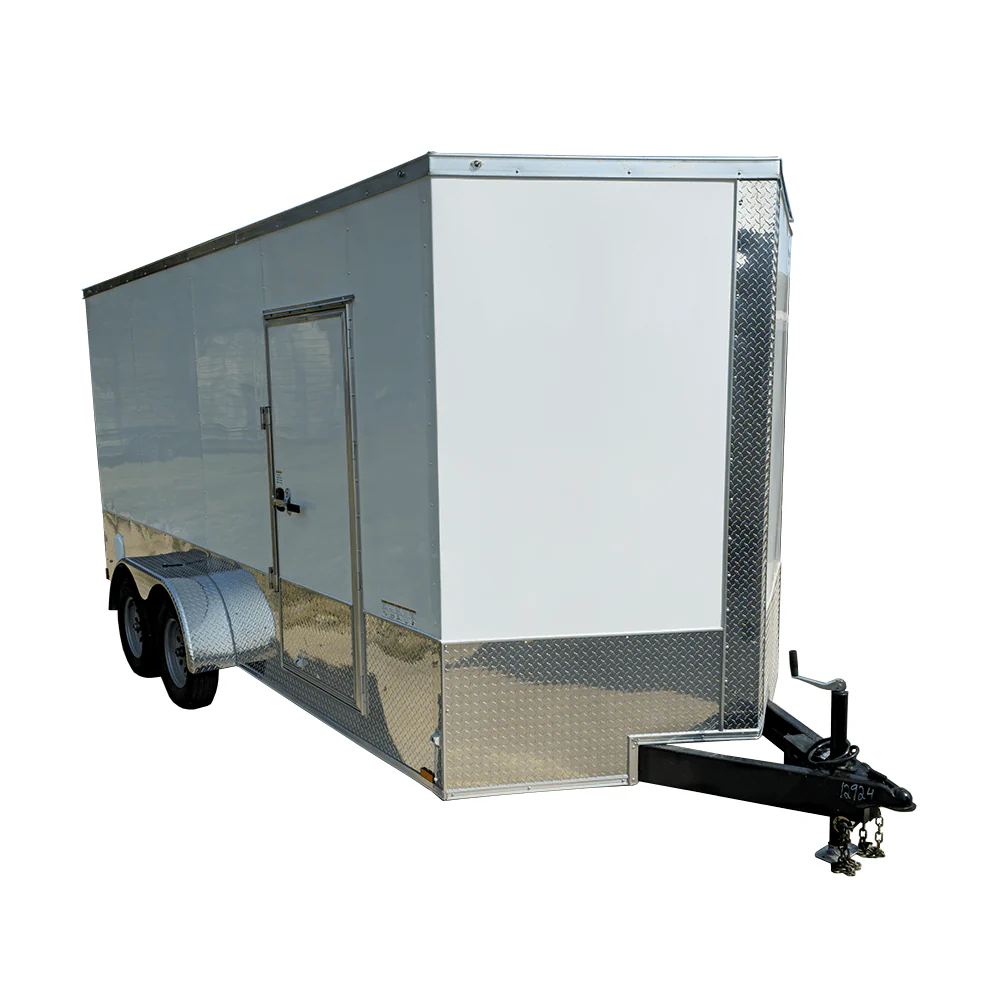 7' X 16' White Vnose Enclosed Trailer (2) 3,500lb Axles 7ft With Splash Guards
